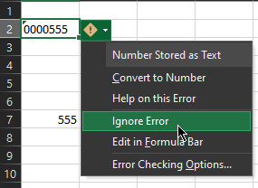 Chaging the data type in Microsoft Excel