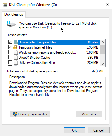 Disk Cleanup Utility Estimate Cleanup