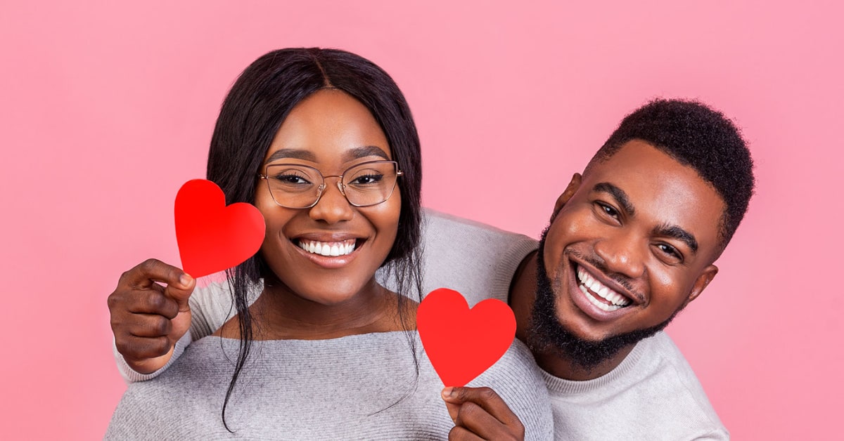 black couple on valentines day