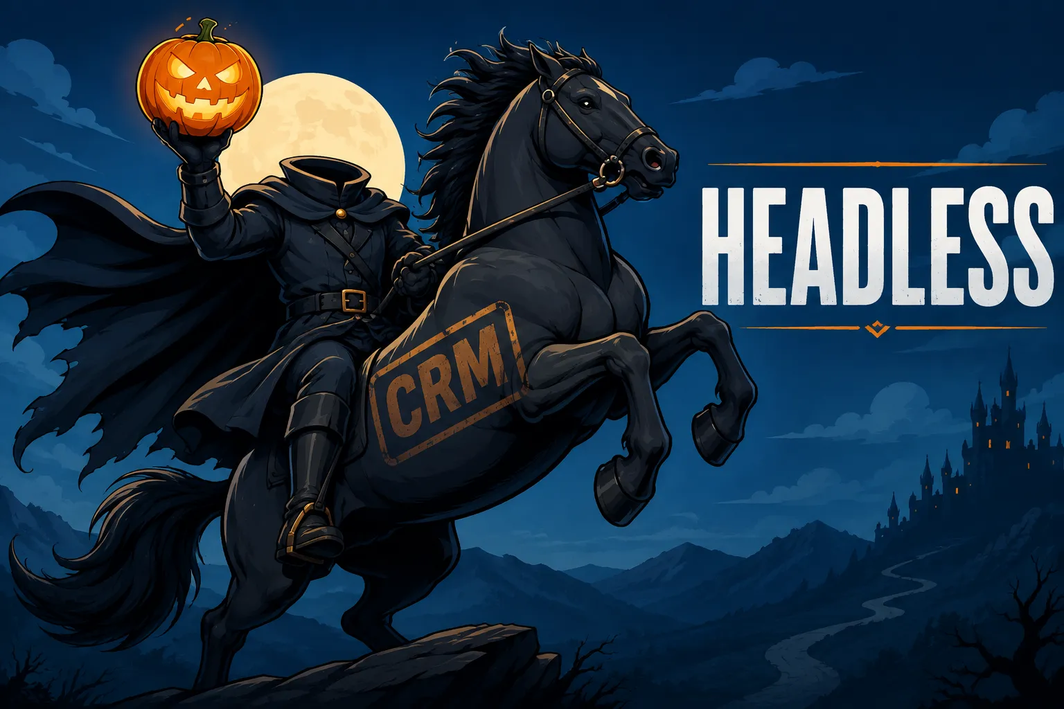 Headless horseman symbolizing a headless CRM